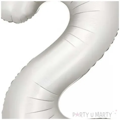 balon foliowy cyfra 2 dekoracja na urodziny srebrny matowy 34 dgt