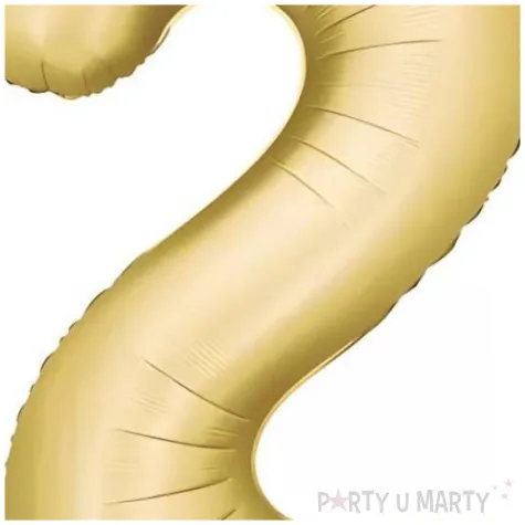 balon foliowy cyfra 2 dekoracja na urodziny zloty matowy 34 dgt