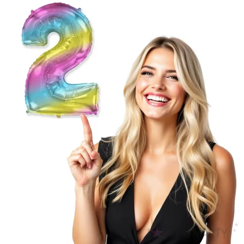 balon foliowy cyfra 2 gradient pastelowy flexmetal 34 dgt