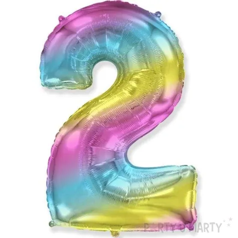 balon foliowy cyfra 2 gradient pastelowy flexmetal 34 dgt
