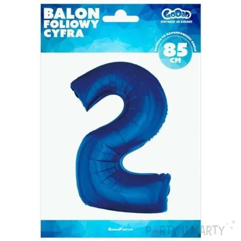 balon foliowy cyfra 2 granatowy godan 34 dgt