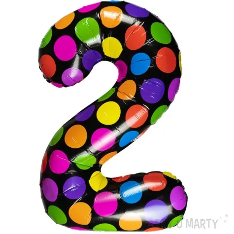 balon foliowy cyfra 2 grochy mix arpex 24 dgt