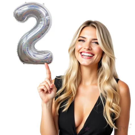 balon foliowy cyfra 2 holograficzna srebrny partypal 40 dgt