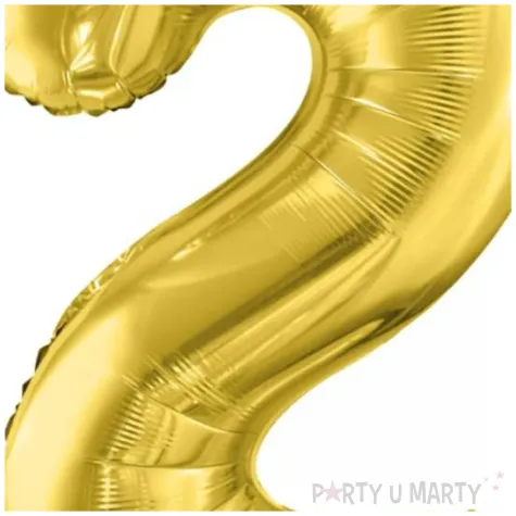balon foliowy cyfra 2 jasnozloty partydeco 34 dgt