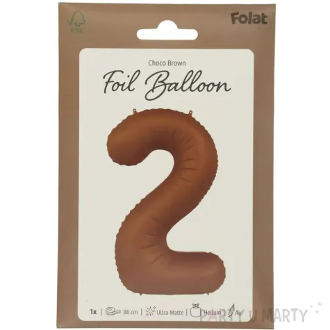 balon foliowy cyfra 2 mat braz czekoladowy folat 34 dgt