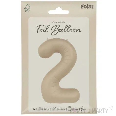 balon foliowy cyfra 2 mat kremowe latte folat 34 dgt