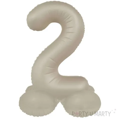 balon foliowy cyfra 2 mat stojaca kremowe latte folat 28 dgt