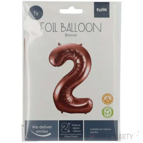 balon foliowy cyfra 2 metaliczny brazowy folat 34 dgt