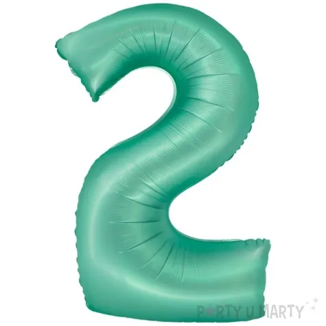 balon foliowy cyfra 2 mietowy matowy godan 30 dgt