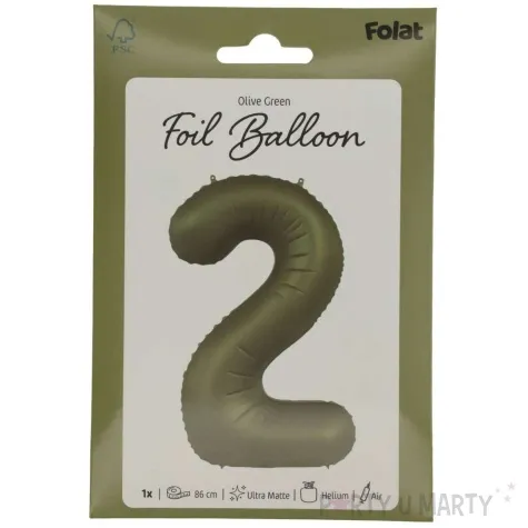 balon foliowy cyfra 2 oliwkowy folat 34 dgt