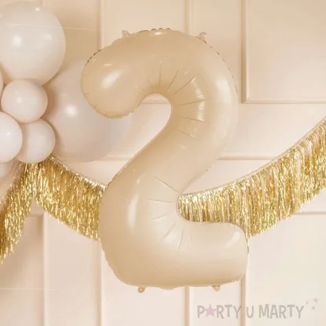 balon foliowy cyfra 2 pastel bezowy partydeco 34 dgt