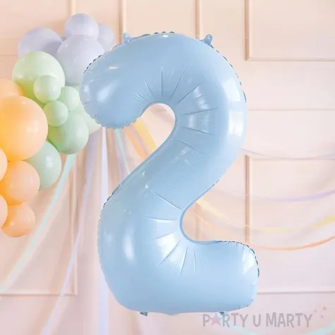 balon foliowy cyfra 2 pastel blekitny partydeco 34 dgt