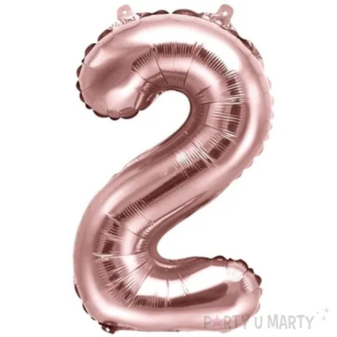 balon foliowy cyfra 2 rozowe zloto partydeco 14 dgt