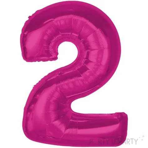 balon foliowy cyfra 2 rozowy ciemny godan 36 dgt