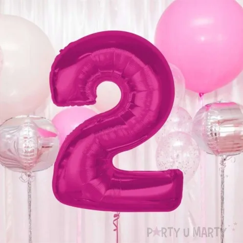 balon foliowy cyfra 2 rozowy ciemny godan 36 dgt