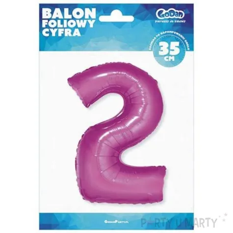 balon foliowy cyfra 2 rozowy godan 14 dgt