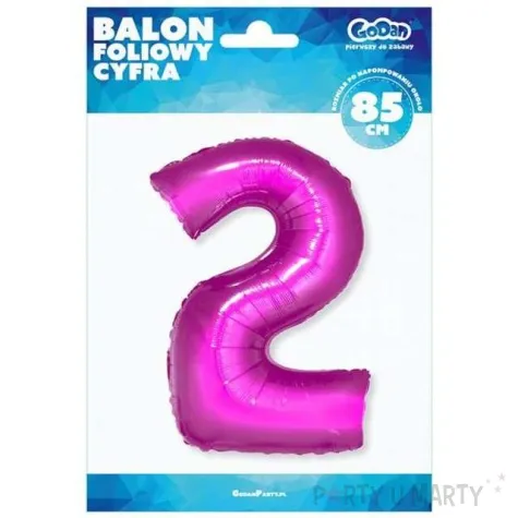 balon foliowy cyfra 2 rozowy godan 34 dgt