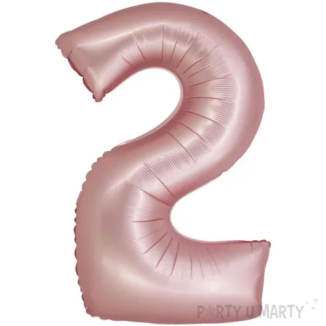 balon foliowy cyfra 2 rozowy matowy godan 30 dgt