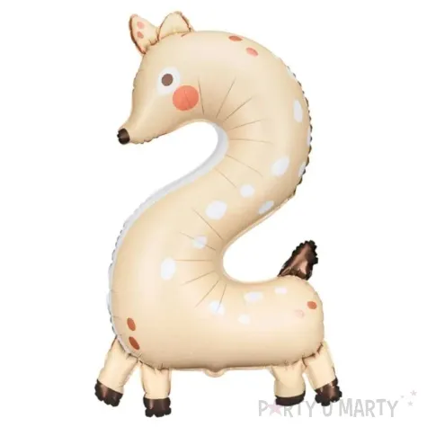 balon foliowy cyfra 2 sarenka bezowy partydeco 40 dgt