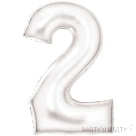 balon foliowy cyfra 2 satynowy bialy amscan 34 dgt