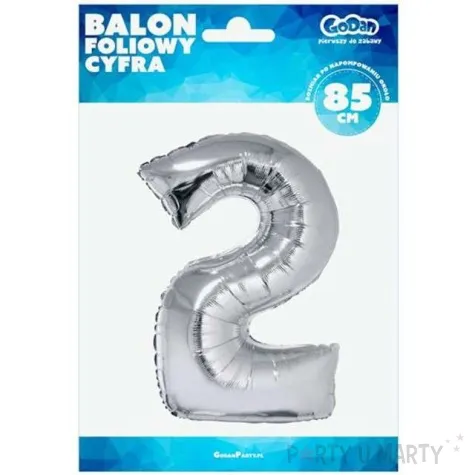 balon foliowy cyfra 2 srebrny godan 34 dgt