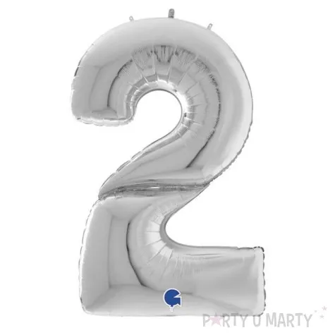 balon foliowy cyfra 2 srebrny grabo 64 dgt