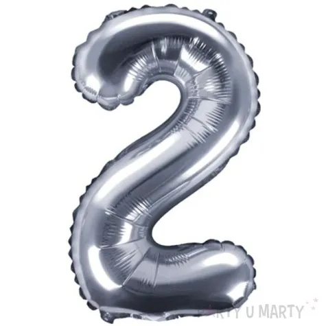 balon foliowy cyfra 2 srebrny partydeco 14 dgt