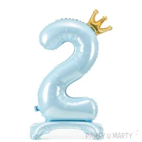 balon foliowy cyfra 2 stojaca blekitny partydeco 33 dgt