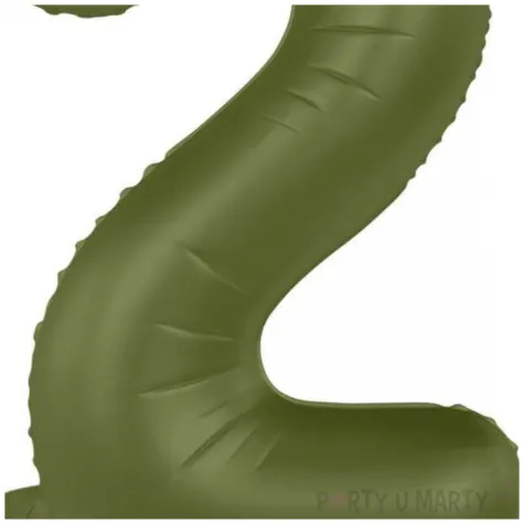 balon foliowy cyfra 2 stojaca oliwkowy folat 34 dgt