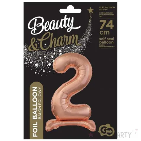 balon foliowy cyfra 2 stojaca rozowe zloto godan 29 dgt