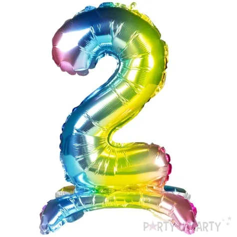 balon foliowy cyfra 2 stojaca teczowa arpex 16 dgt