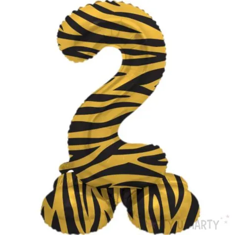 balon foliowy cyfra 2 stojaca tygrysie pregi folat 17 dgt