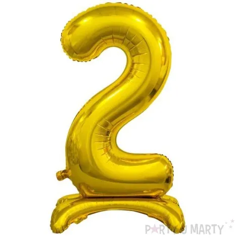 balon foliowy cyfra 2 stojaca zloty godan 29 dgt