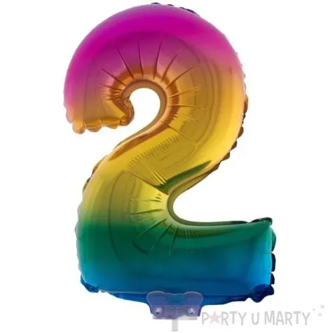 balon foliowy cyfra 2 teczowy funny fashion 16 dgt