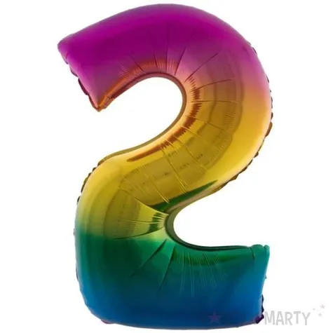 balon foliowy cyfra 2 teczowy funny fashion 40 dgt