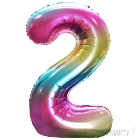 balon foliowy cyfra 2 teczowy godan 34 dgt