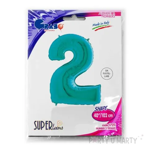balon foliowy cyfra 2 turkusowy grabo 40 dgt