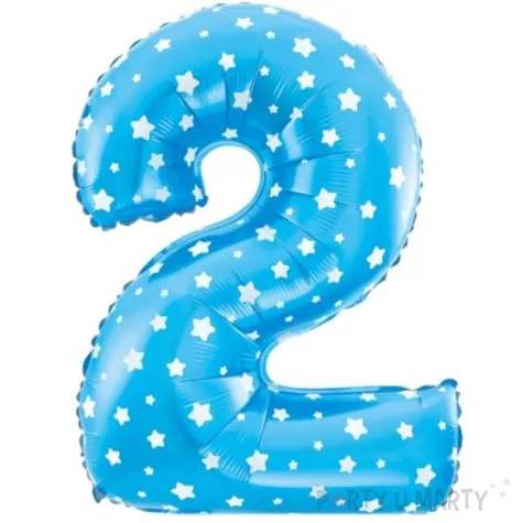 balon foliowy cyfra 2 w gwiazdki niebieski jix 18 dgt