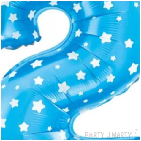 balon foliowy cyfra 2 w gwiazdki niebieski jix 18 dgt