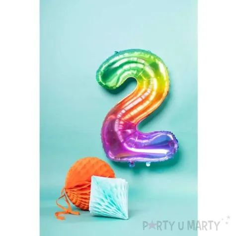 balon foliowy cyfra 2 yummy gummy rainbow teczowy folat 34 dgt