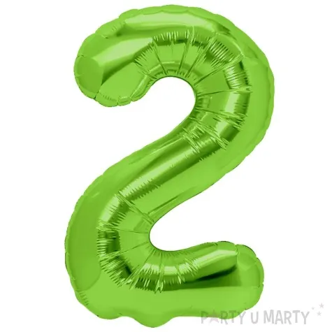 balon foliowy cyfra 2 zielone jabluszko partypal 39 dgt