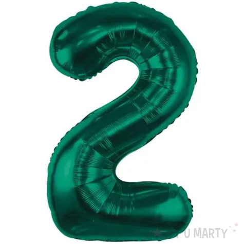 balon foliowy cyfra 2 zielony butelkowy godan 33 dgt