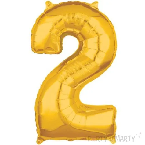 balon foliowy cyfra 2 zloty amscan 26 dgt