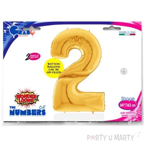 balon foliowy cyfra 2 zloty grabo 64 dgt