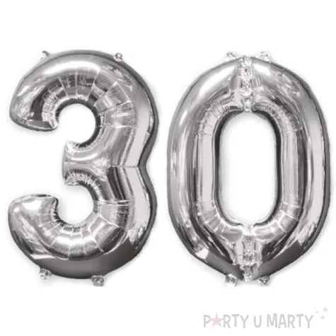 balon foliowy cyfra 3 0 30 urodziny 26 amscan srebrna