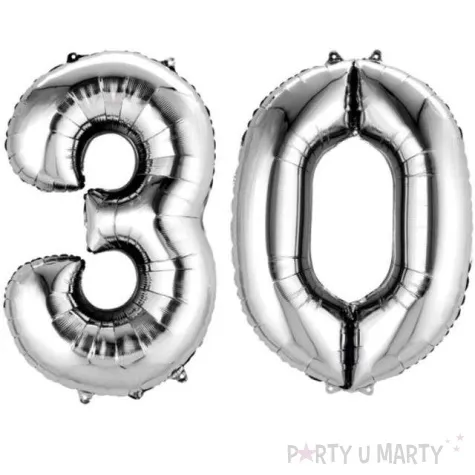 balon foliowy cyfra 3 0 30 urodziny 34 amscan srebrna