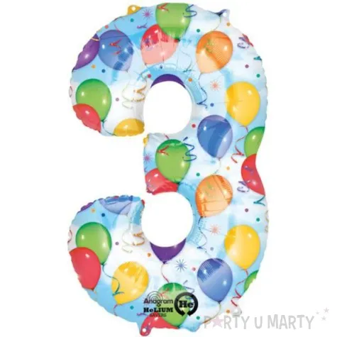 balon foliowy cyfra 3 baloniki amscan 34 dgt