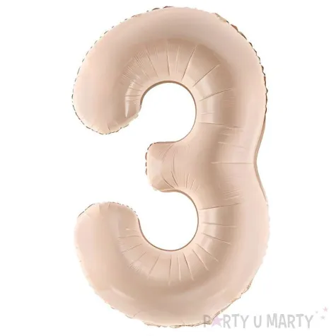 balon foliowy cyfra 3 bezowy ciemny partydeco 34 dgt