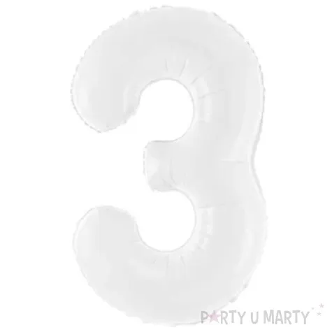 balon foliowy cyfra 3 bialy partydeco 39 dgt