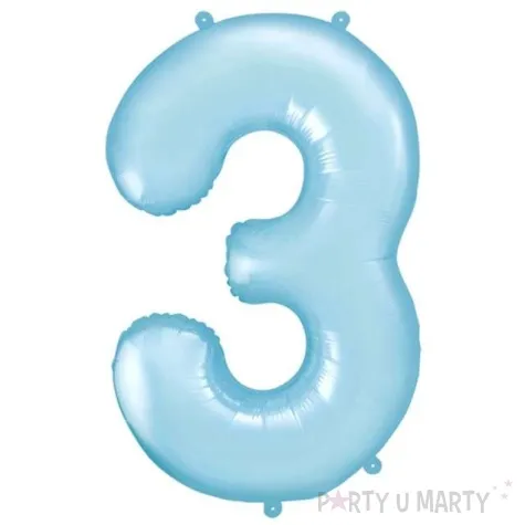 balon foliowy cyfra 3 blekitny partydeco 34 dgt